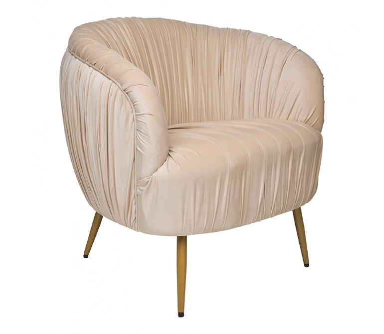 Sillón terciopelo patas doradas Bond beige