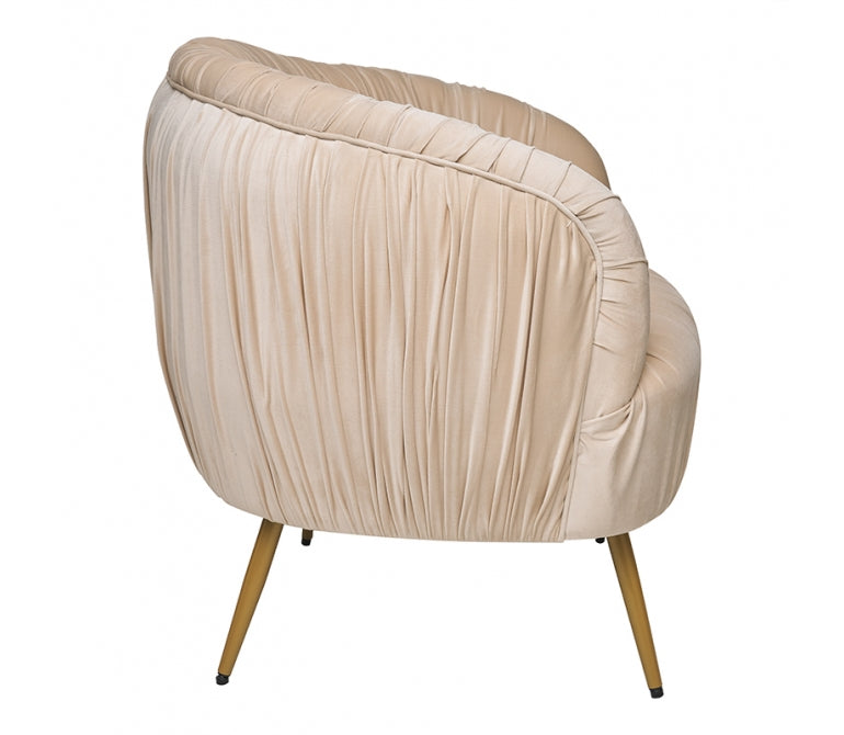 Sillón terciopelo patas doradas Bond beige