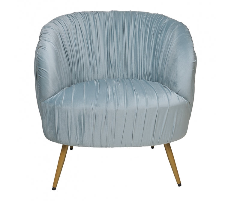 Sillón terciopelo patas doradas Bond azul