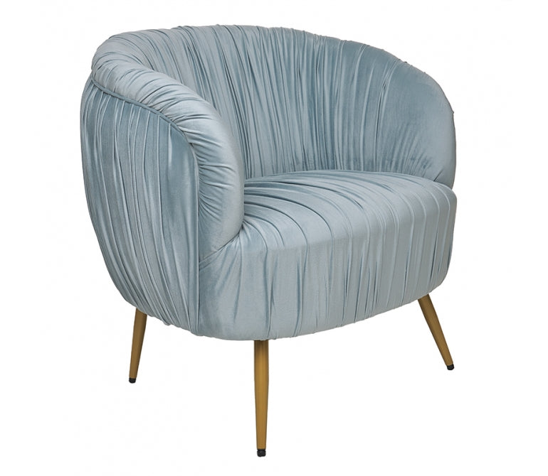 Sillón terciopelo patas doradas Bond azul