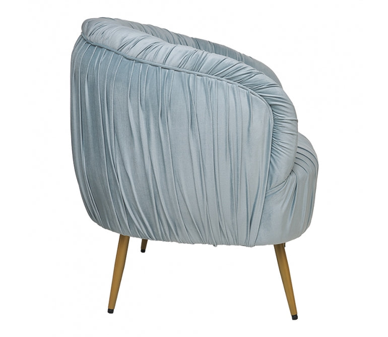 Sillón terciopelo patas doradas Bond azul