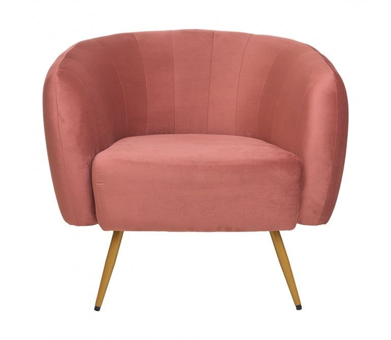 Sillón terciopelo patas doradas Yoss rosa