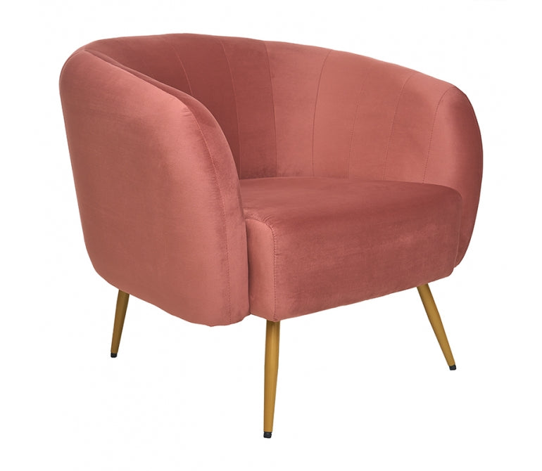Sillón terciopelo patas doradas Yoss rosa