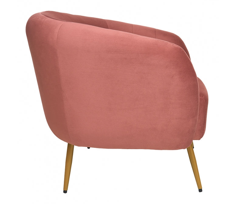 Sillón terciopelo patas doradas Yoss rosa