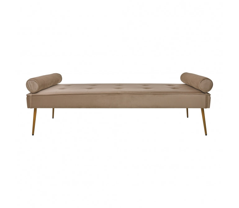 Banco terciopelo patas doradas Sequin beige