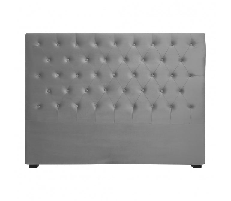 Cabecero de cama de terciopelo capitoné Closer gris