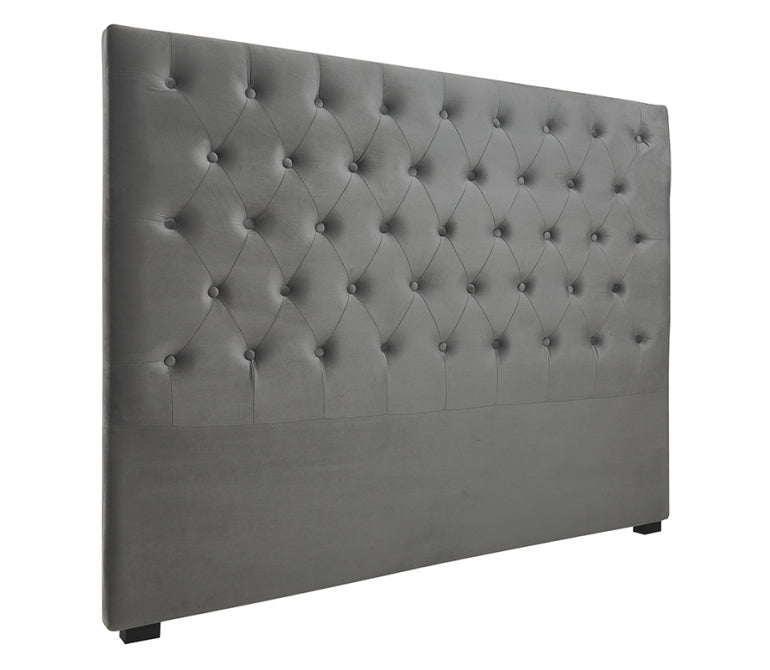 Cabecero de cama de terciopelo capitoné Closer gris