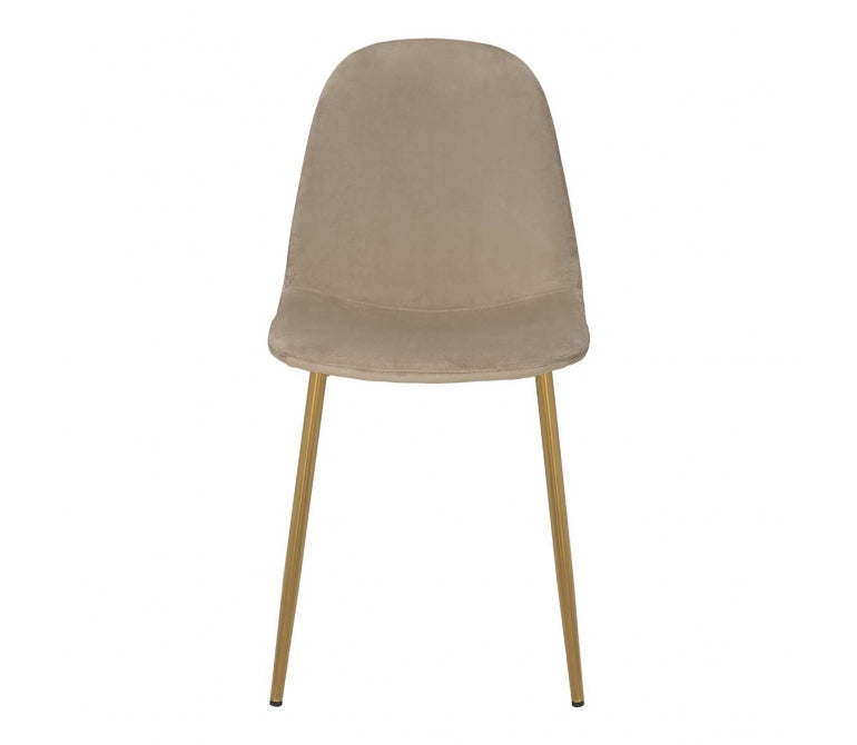 Chaise de salle à manger Minna en velours beige et acier doré