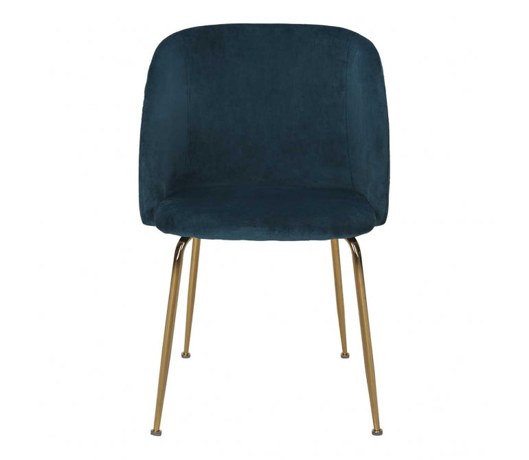 Andy fauteuil de salle à manger en velours vert et acier doré