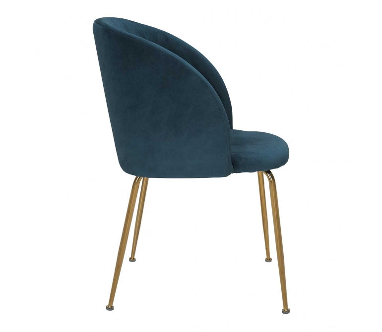 Andy fauteuil de salle à manger en velours vert et acier doré