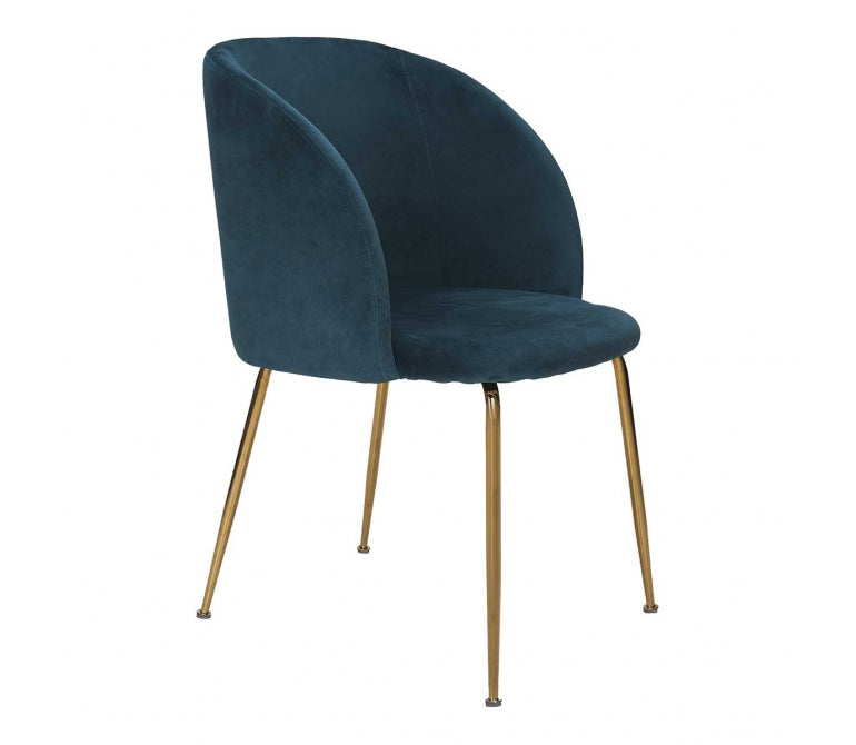 Andy fauteuil de salle à manger en velours vert et acier doré