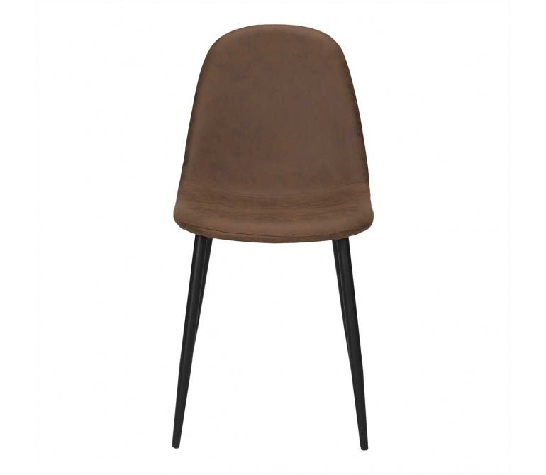 Sedia da pranzo in acciaio nero microfibra marrone Minna