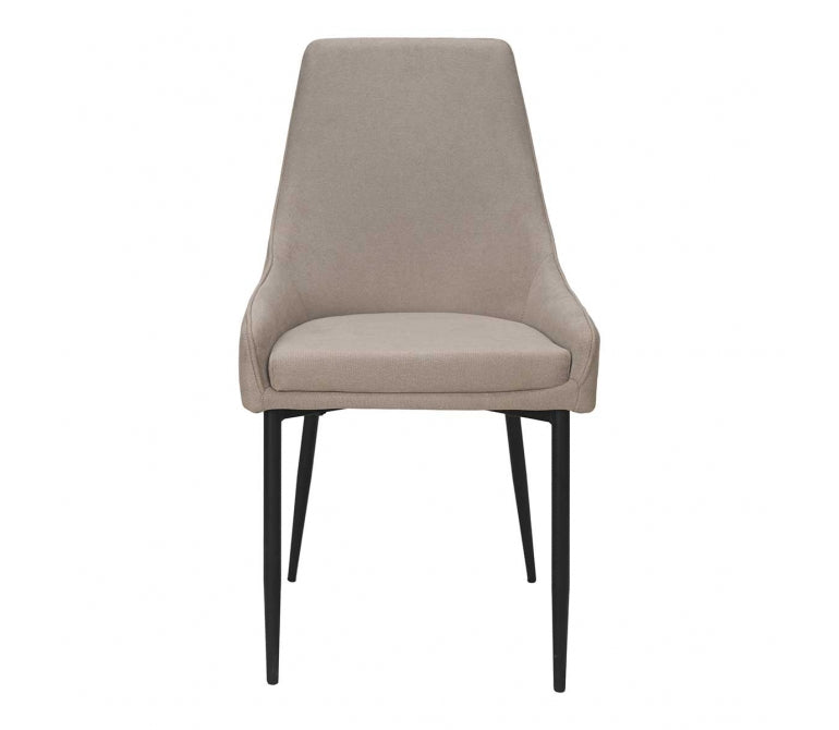 Sedia da pranzo in acciaio nero tessuto beige Camile