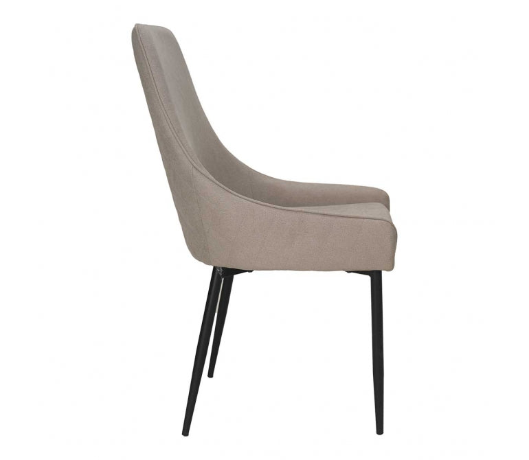 Sedia da pranzo in acciaio nero tessuto beige Camile
