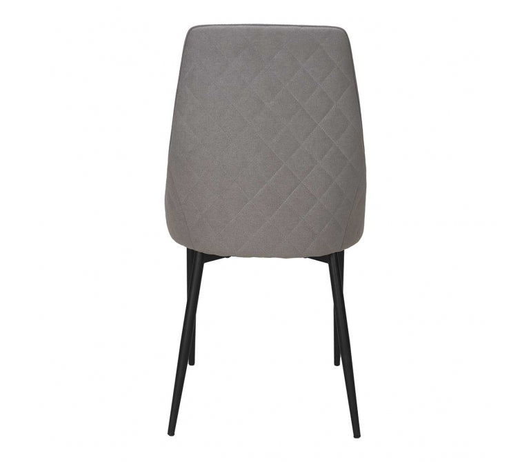 Sedia da pranzo in acciaio nero tessuto grigio Camile