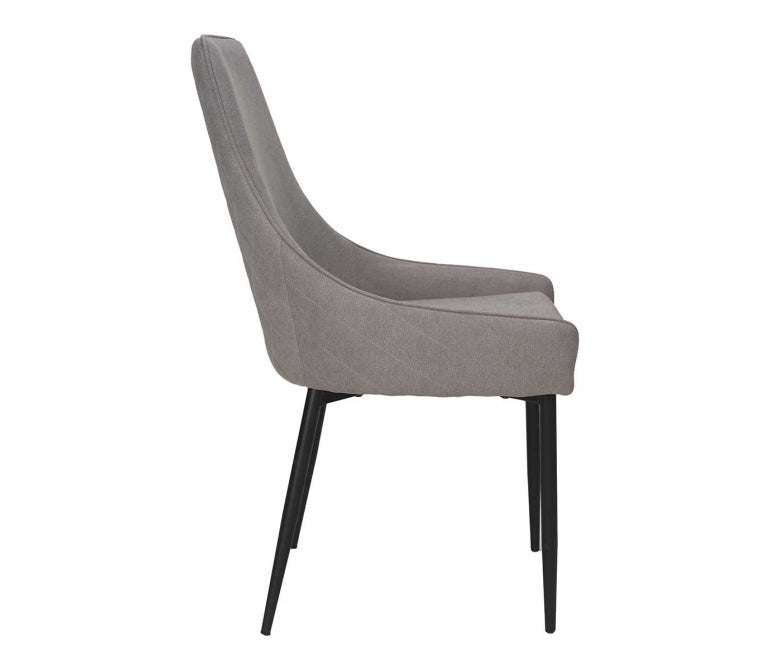Sedia da pranzo in acciaio nero tessuto grigio Camile