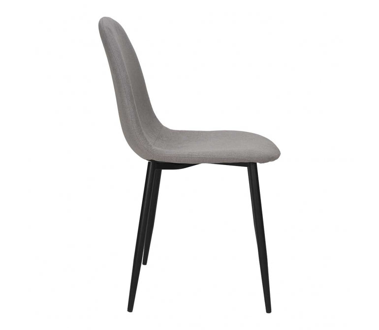 Sedia da pranzo in acciaio nero tessuto nero grigio Minna