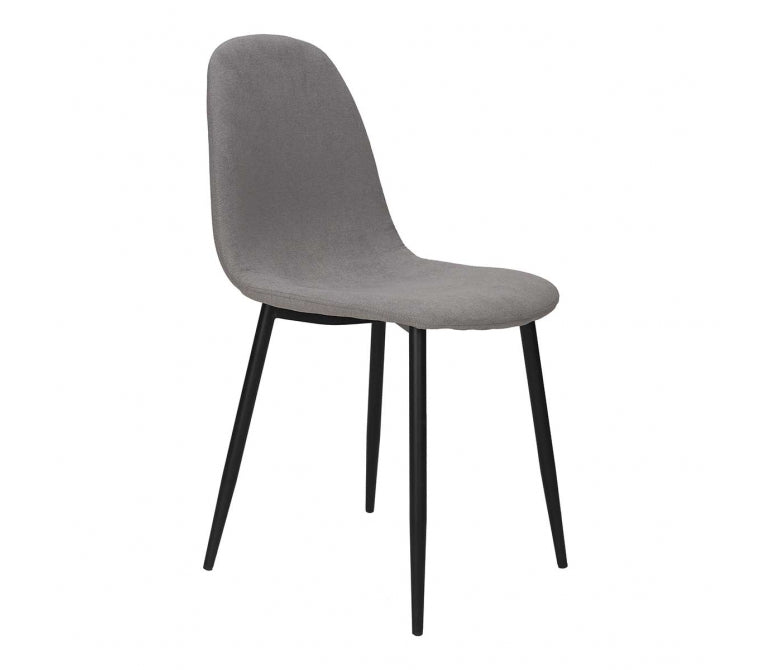 Sedia da pranzo in acciaio nero tessuto nero grigio Minna