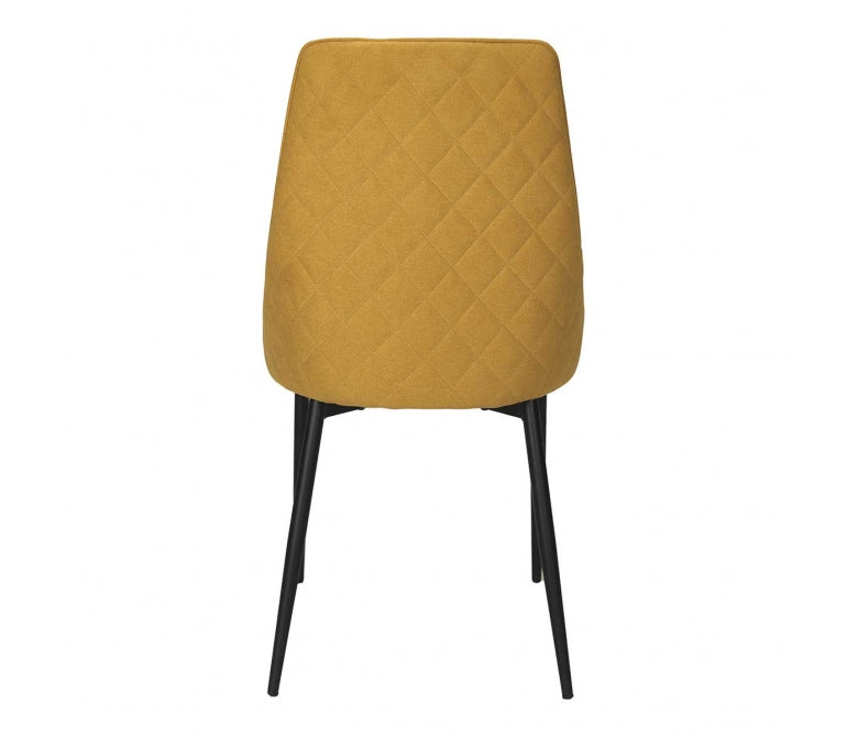 Sedia da pranzo in acciaio nero tessuto senape Camile