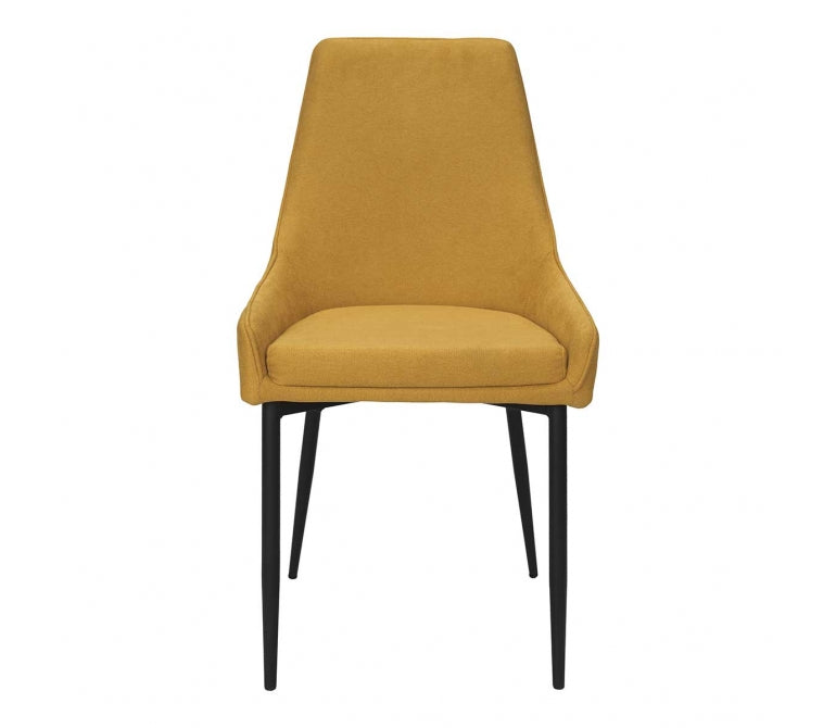 Sedia da pranzo in acciaio nero tessuto senape Camile