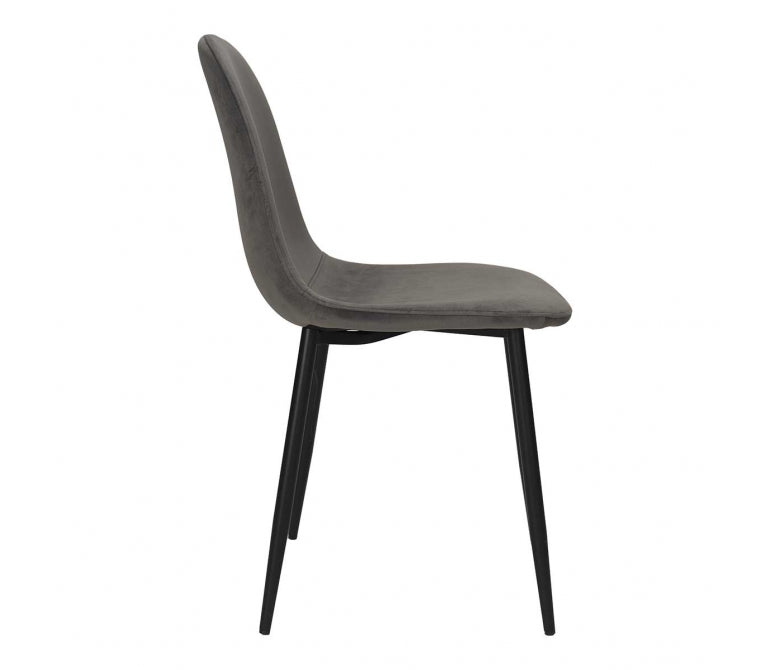 Chaise de salle à manger acier noir velours gris Minna