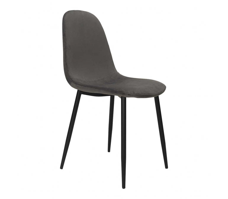 Chaise de salle à manger acier noir velours gris Minna