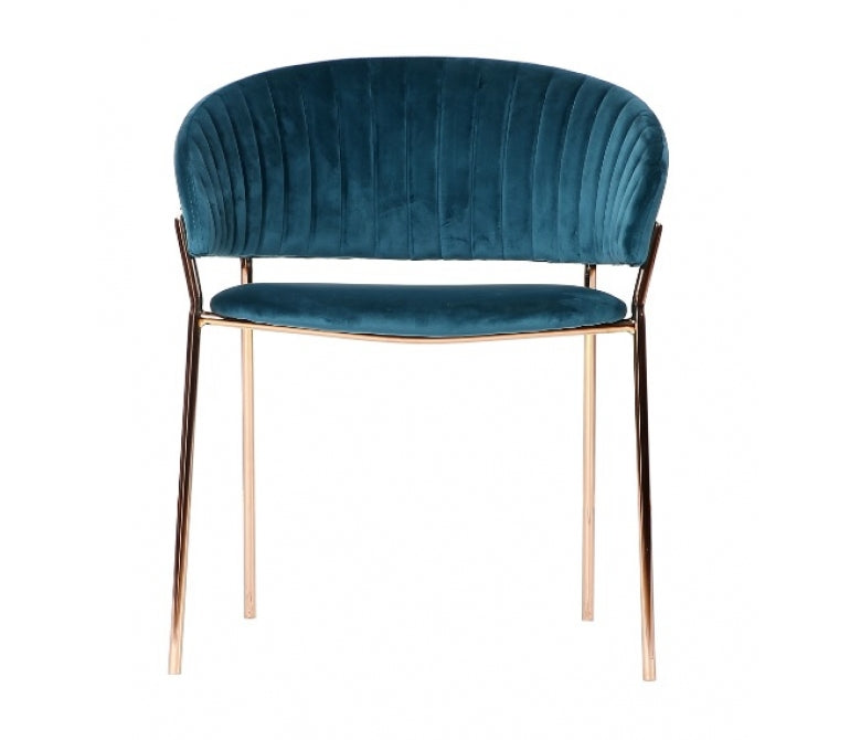Cadeira de jantar Peacock Blue Velvet Shell