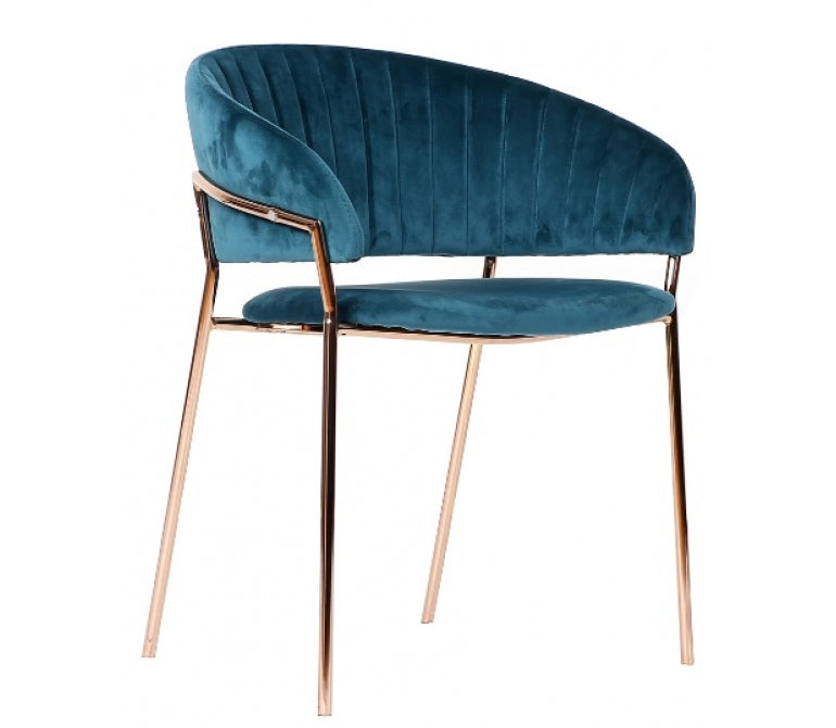 Cadeira de jantar Peacock Blue Velvet Shell