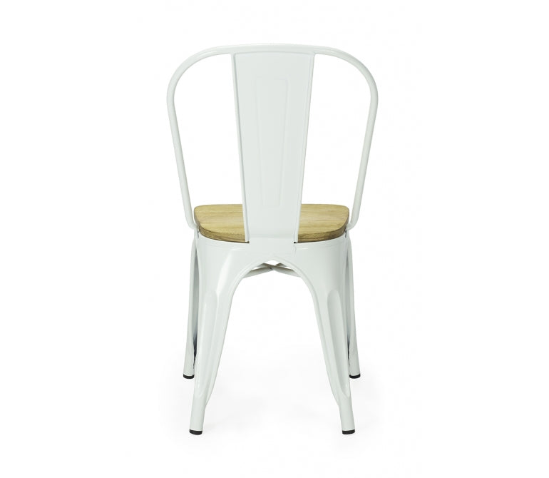 Sedia da pranzo in acciaio Legno bianco lucido