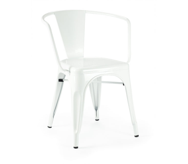 Sedia da pranzo Mars in acciaio con braccioli