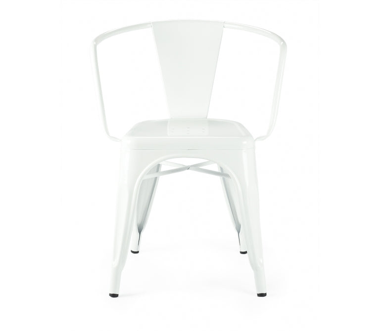 Sedia da pranzo Mars in acciaio con braccioli