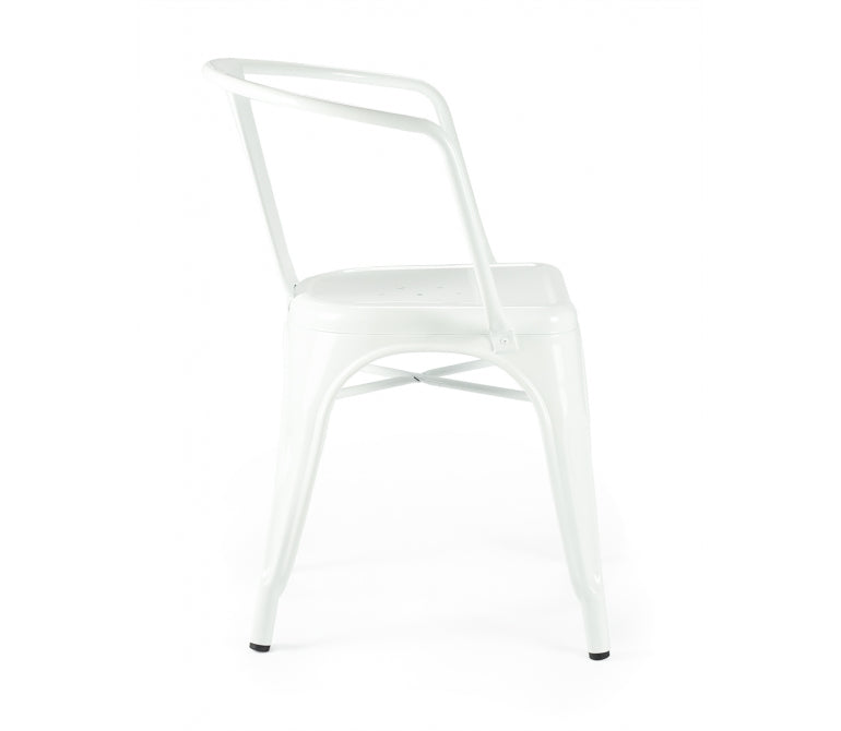 Sedia da pranzo Mars in acciaio con braccioli