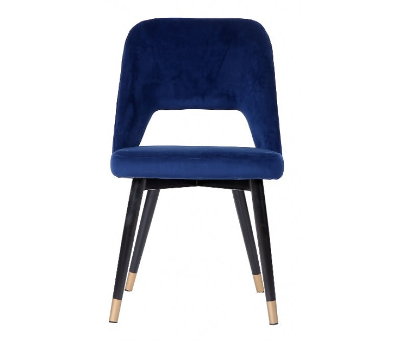 Chaise à manger en velours Vasanti bleu