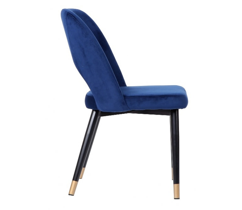 Chaise à manger en velours Vasanti bleu