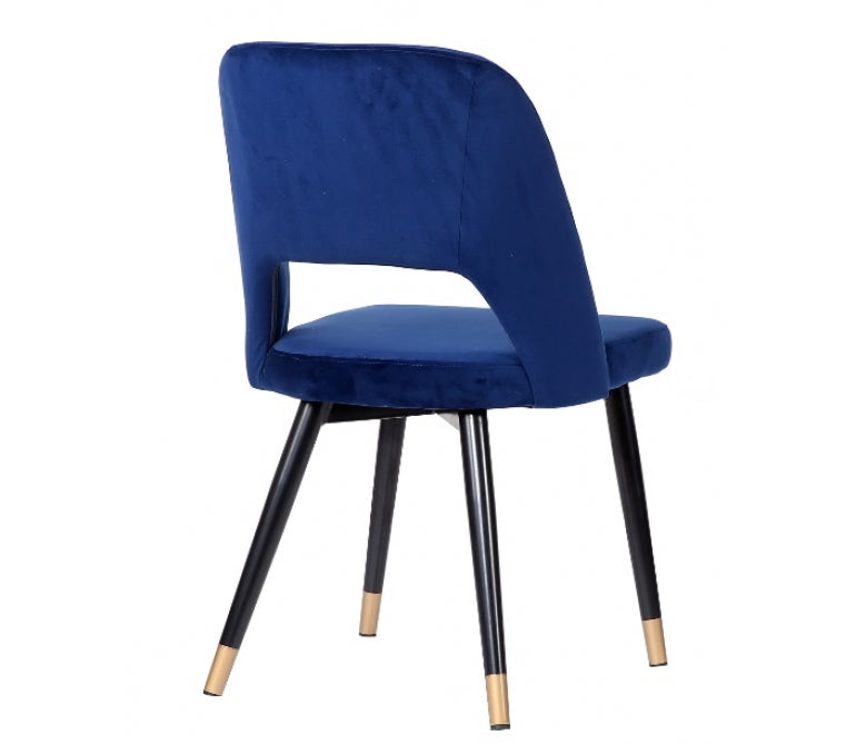 Chaise à manger en velours Vasanti bleu