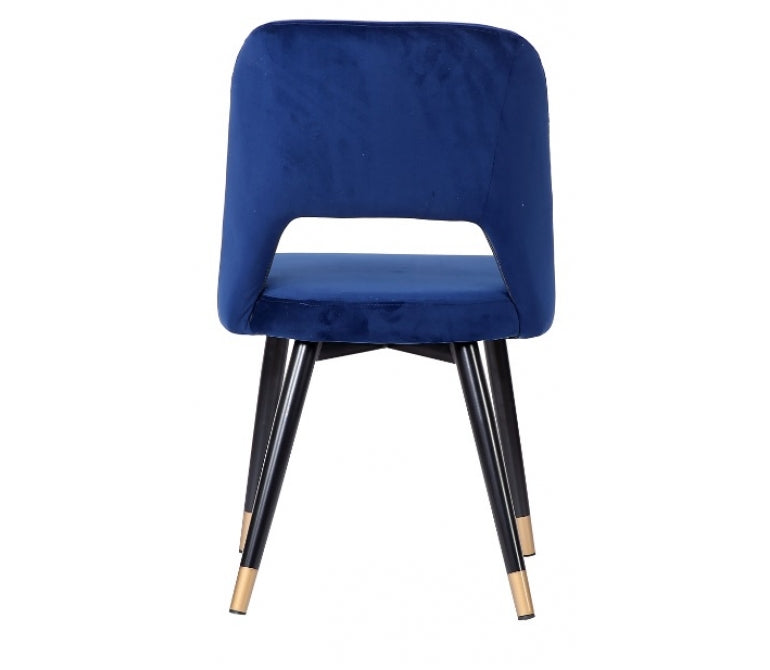 Chaise à manger en velours Vasanti bleu