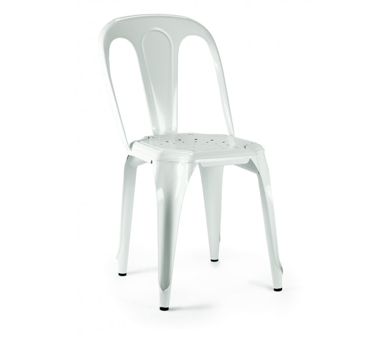 Chaise à manger en acier Mara blanc