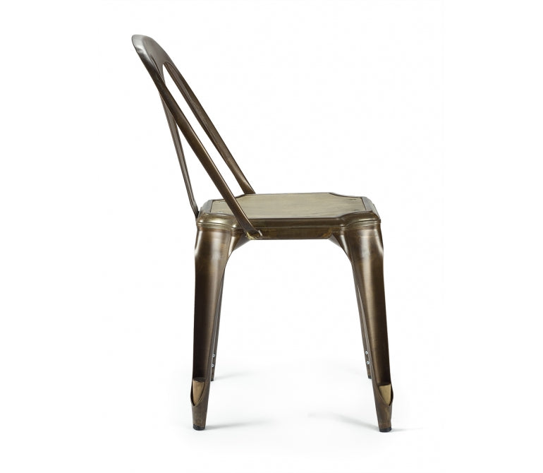 Sedia da pranzo rustica in acciaio Mara