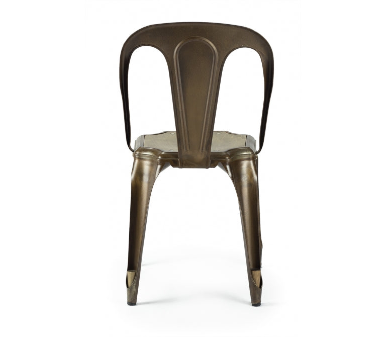 Sedia da pranzo rustica in acciaio Mara