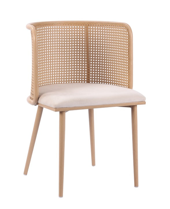 Chaise à manger avec accoudoirs Safa rotin couleur naturelle