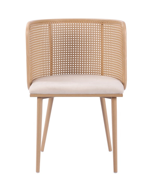 Chaise à manger avec accoudoirs Safa rotin couleur naturelle