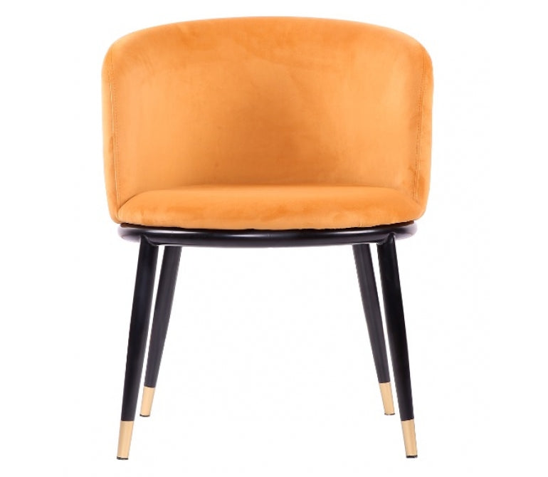 Fauteuil de salle à manger en velours jaune Orenda