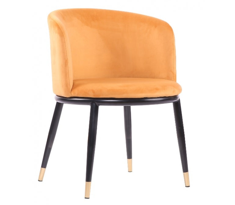 Fauteuil de salle à manger en velours jaune Orenda