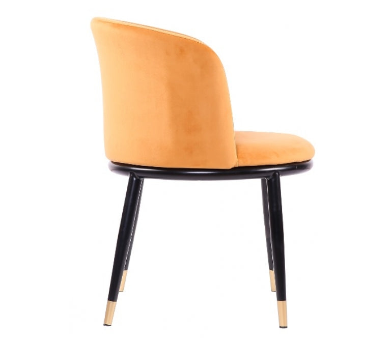Fauteuil de salle à manger en velours jaune Orenda
