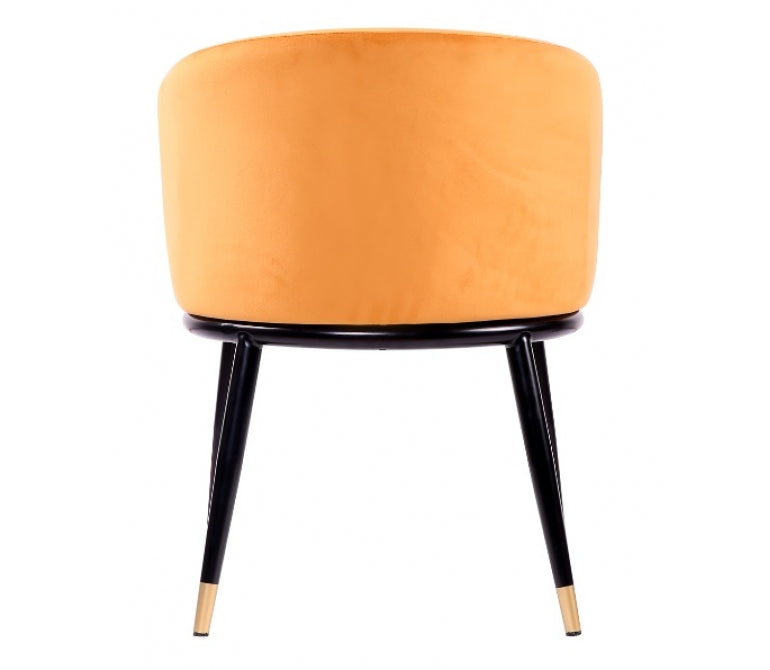 Fauteuil de salle à manger en velours jaune Orenda