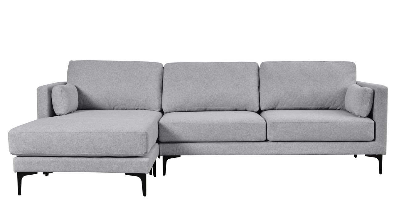 Sofá Mimo de 3 lugares com espreguiçadeira de 244 cm de comprimento, cinza esquerdo