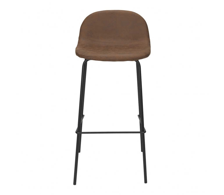 Banco de bar em microfibra de aço preto Gamo castanho