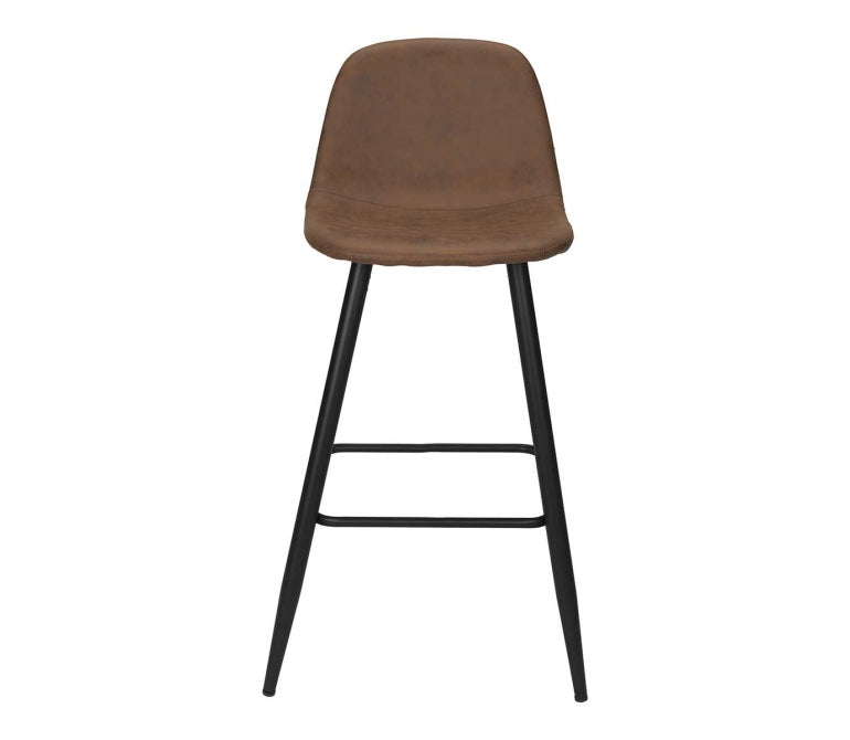 Banco de barra de aço preto Mondo com microfibra castanha Mondo