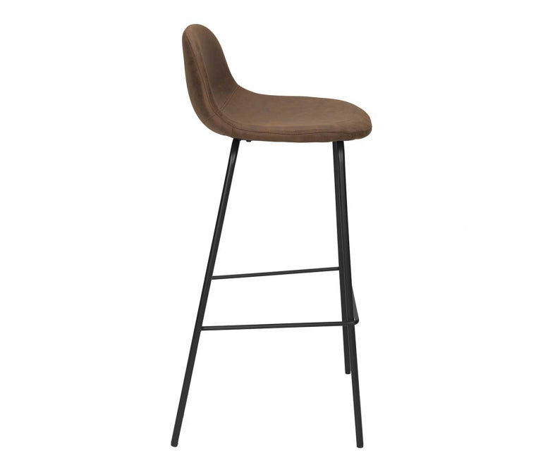 Sgabello da bar acciaio nero microfibra marrone Gamo
