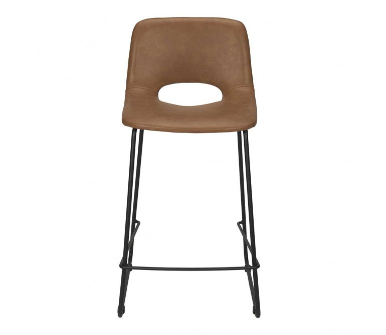 Sgabello bar acciaio semipelle cammello 65H Forty